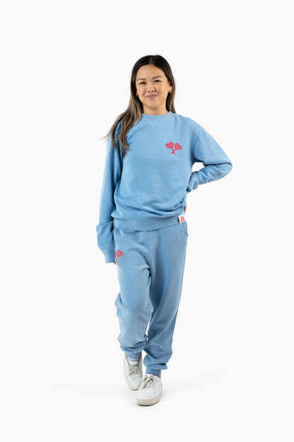 Love All Tennis Women's Blue Fay Crew Neck Sweatshirt