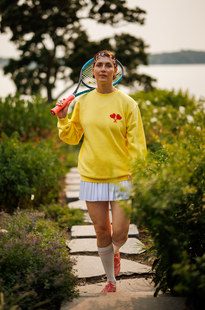 Love All Tennis Women's Yellow Fay Crew Neck Sweatshirt