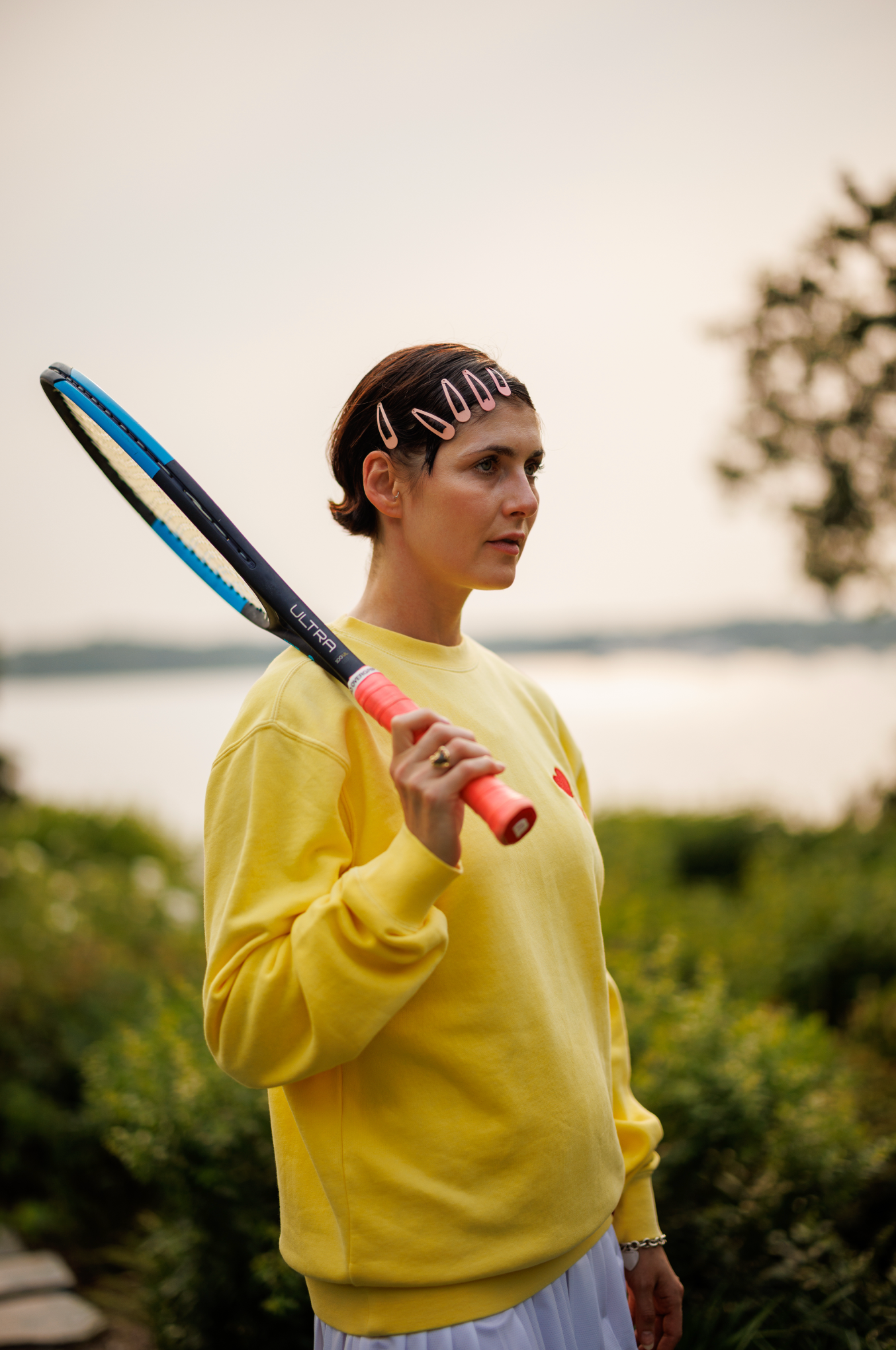 Love All Tennis Women's Yellow Fay Crew Neck Sweatshirt