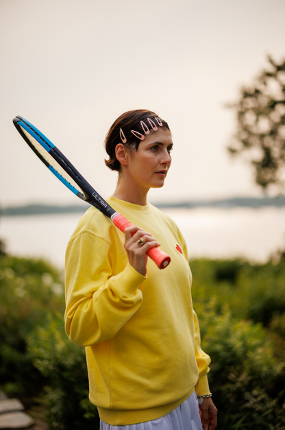 Love All Tennis Women's Yellow Fay Crew Neck Sweatshirt
